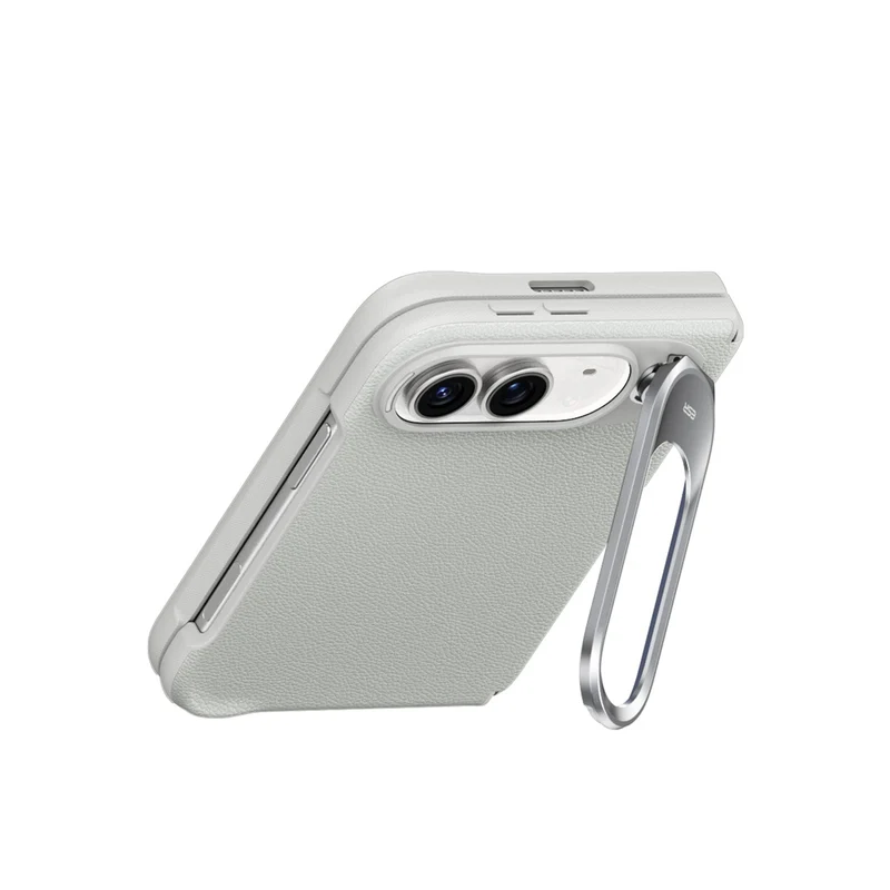 iPhone Duo Atelier Silicone Leather Magnetic Case with Flex Stand - Light Gray