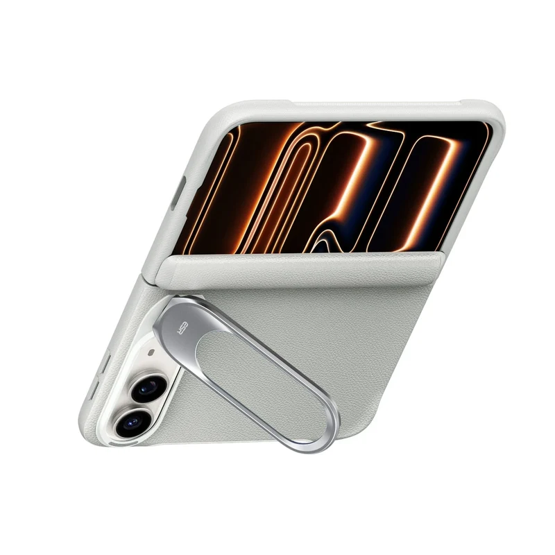 iPhone Duo Atelier Silicone Leather Magnetic Case with Flex Stand - Light Gray