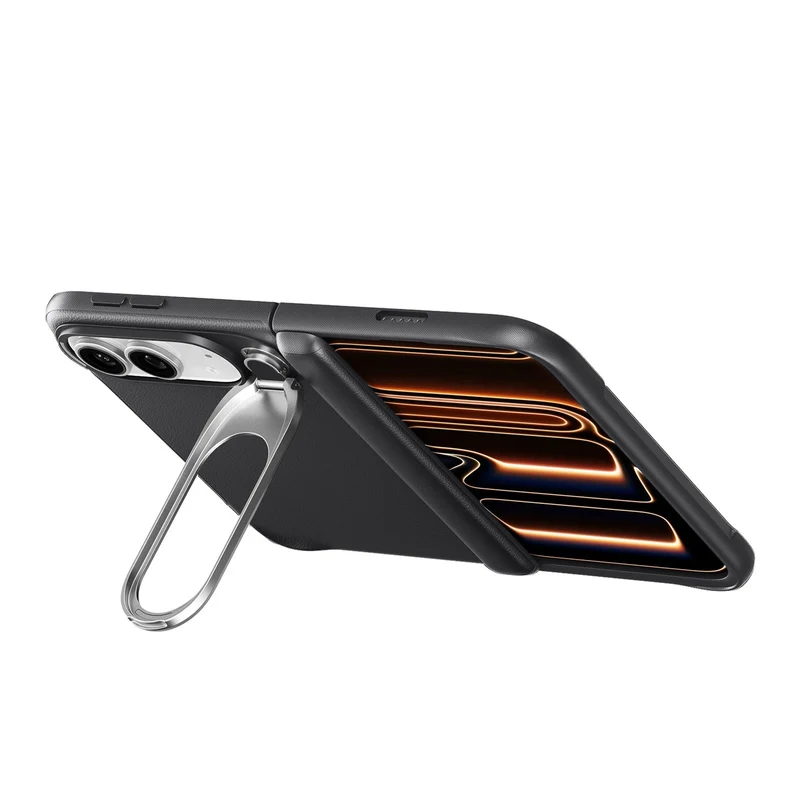 iPhone Duo Atelier Silicone Leather Magnetic Case with Flex Stand - Black