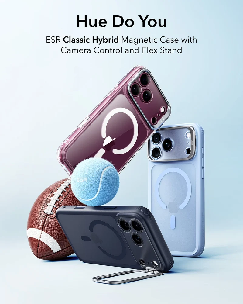 iPhone 18 Pro Max Classic Hybrid Magnetic Case with Camera Control and Flex Stand - Clear