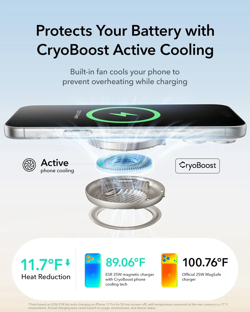 Cyclone 25W Magnetic Charging Pad with CryoBoost - Burgundy - 1 Set