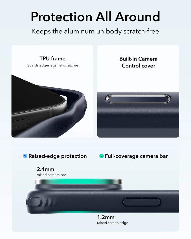 iPhone 18 Pro Max Classic Hybrid Magnetic Case with Camera Control and Flex Stand, Plus Geo Wallet Stand Bundle - Frosted Blue
