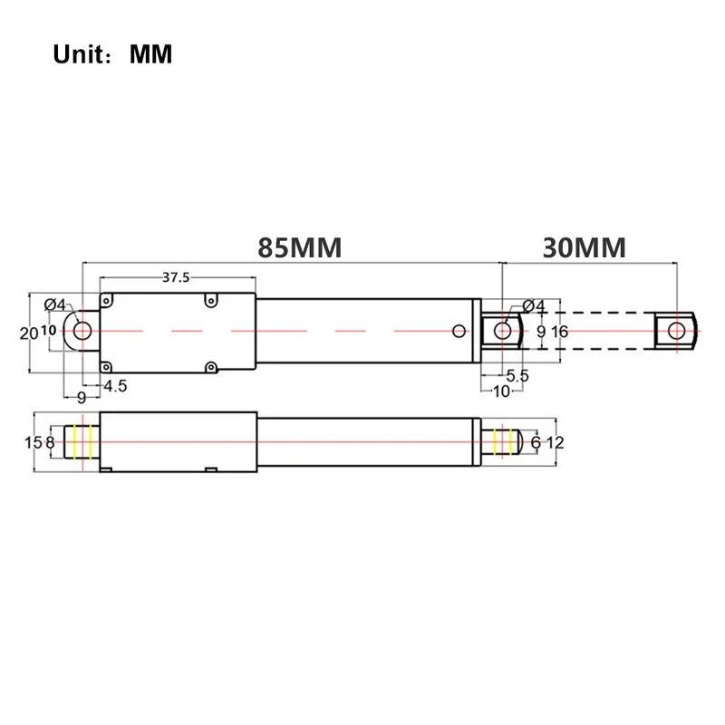 Micro Vérin Électrique 6V 12V 24V Actionneur Linéaire G Course 30mm (Modèle: 0041625)