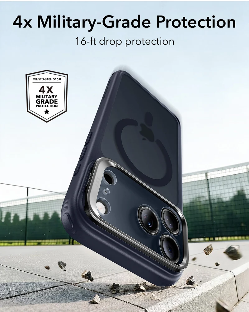 iPhone 18 Pro Classic Hybrid Magnetic Case with Camera Control and Flex Stand - Frosted Blue
