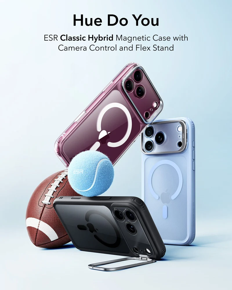 iPhone 18 Pro Classic Hybrid Magnetic Case with Camera Control and Flex Stand - Clear Black