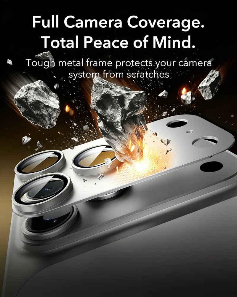 iPhone 17 Pro Max Armorite® Pro Camera Lens Protector (Full Coverage) - Silver