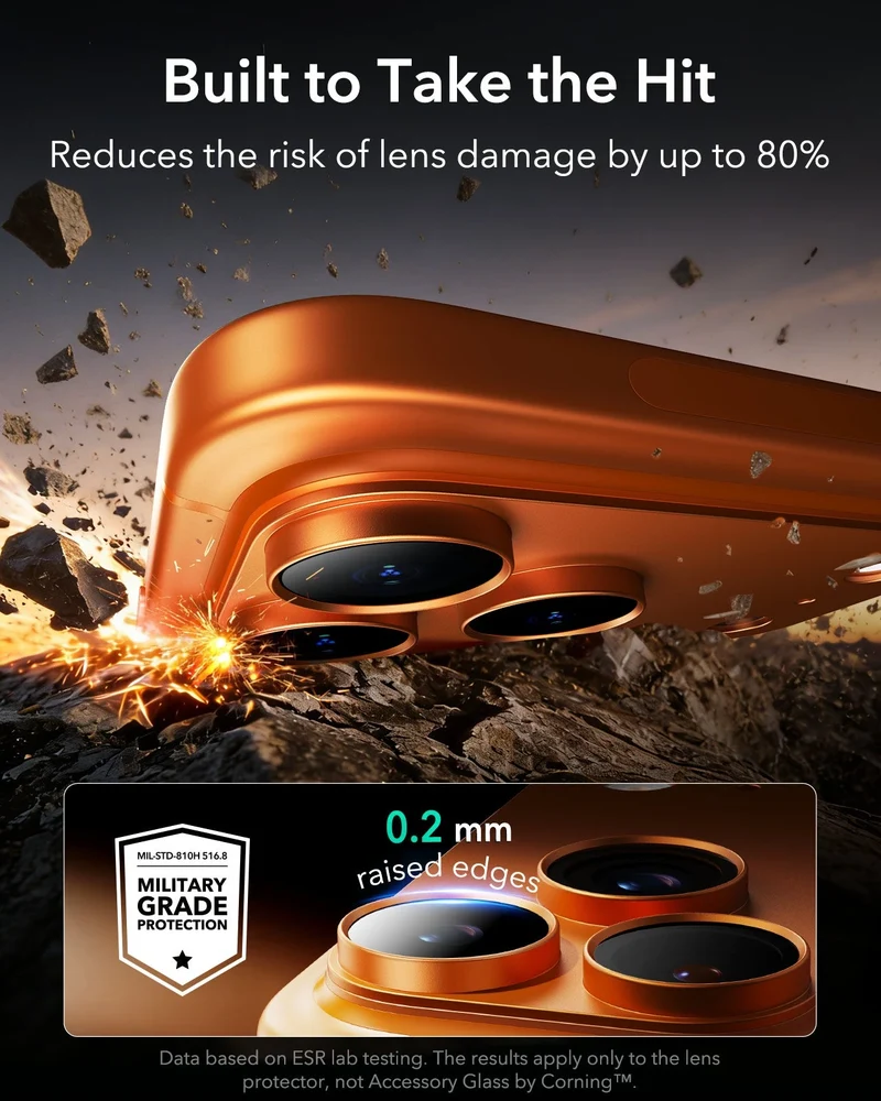 iPhone 17 Pro Armorite® Pro Camera Lens Protector (Full Coverage) - Orange
