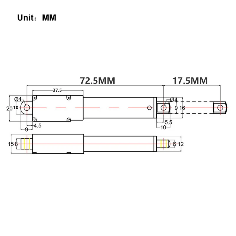 Micro Vérin Électrique 6V 12V 24V Actionneur Linéaire G Course 17.5mm (Modèle: 0041622)