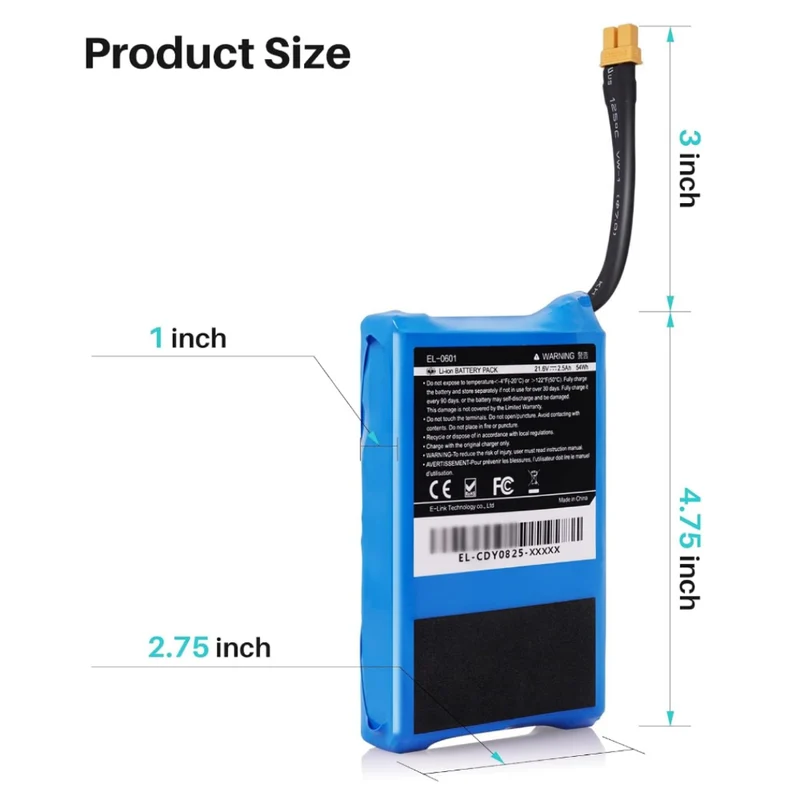 21.6V 2.5Ah Replacement Battery for Kids E Scooter E9 E9 Pro E9 Apex