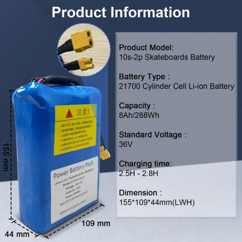 KEEPBATT 36V 8Ah Battery for Meepo V5ER MINI5 ER Electric Skateboard