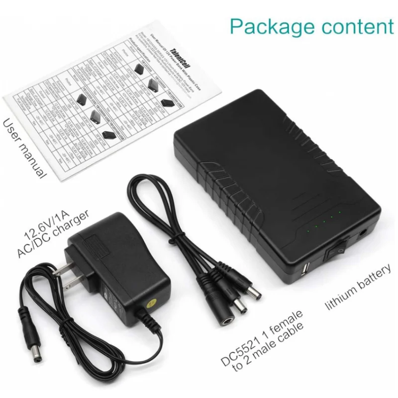 12V 6000mAh DC Output Battery Pack for LED Strip and CCTV Camera with Charger