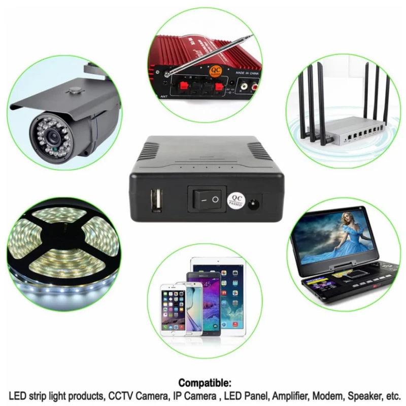 12V 6000mAh DC Output Battery Pack for LED Strip and CCTV Camera with Charger