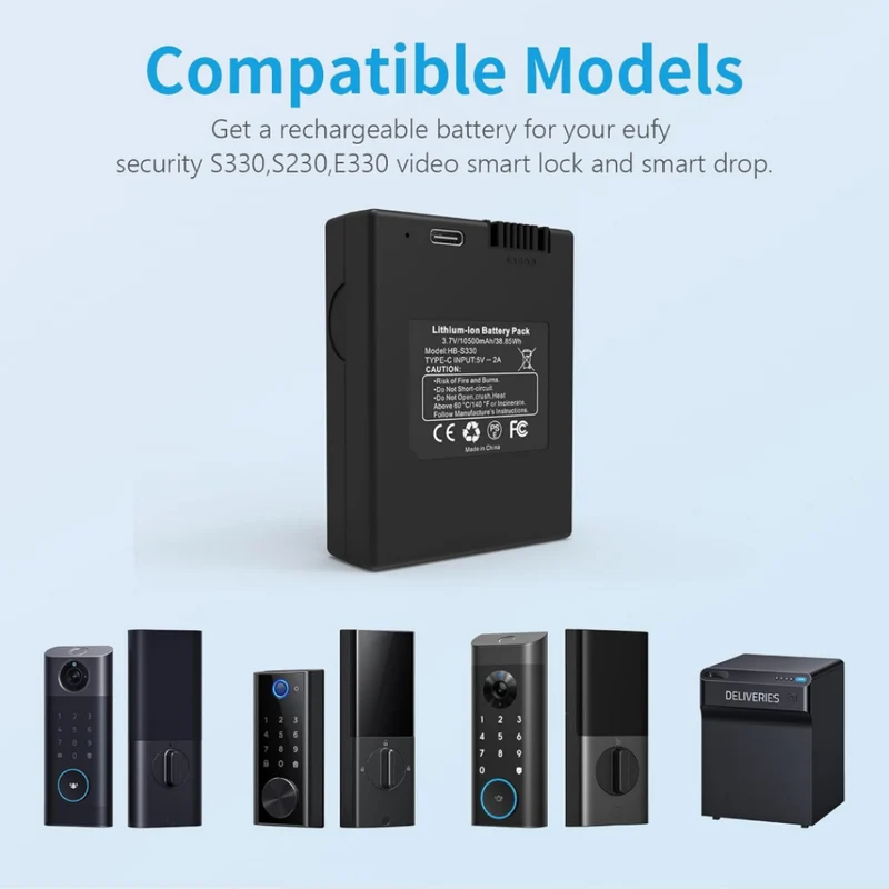 3.7V 10500mAh Battery Replacement for Smart Drop Eufy Smart Lock S330 E330 S230 Model T8520 Security 3-in-1 Video