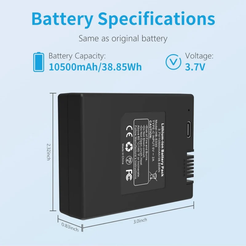 3.7V 10500mAh Battery Replacement for Smart Drop Eufy Smart Lock S330 E330 S230 Model T8520 Security 3-in-1 Video