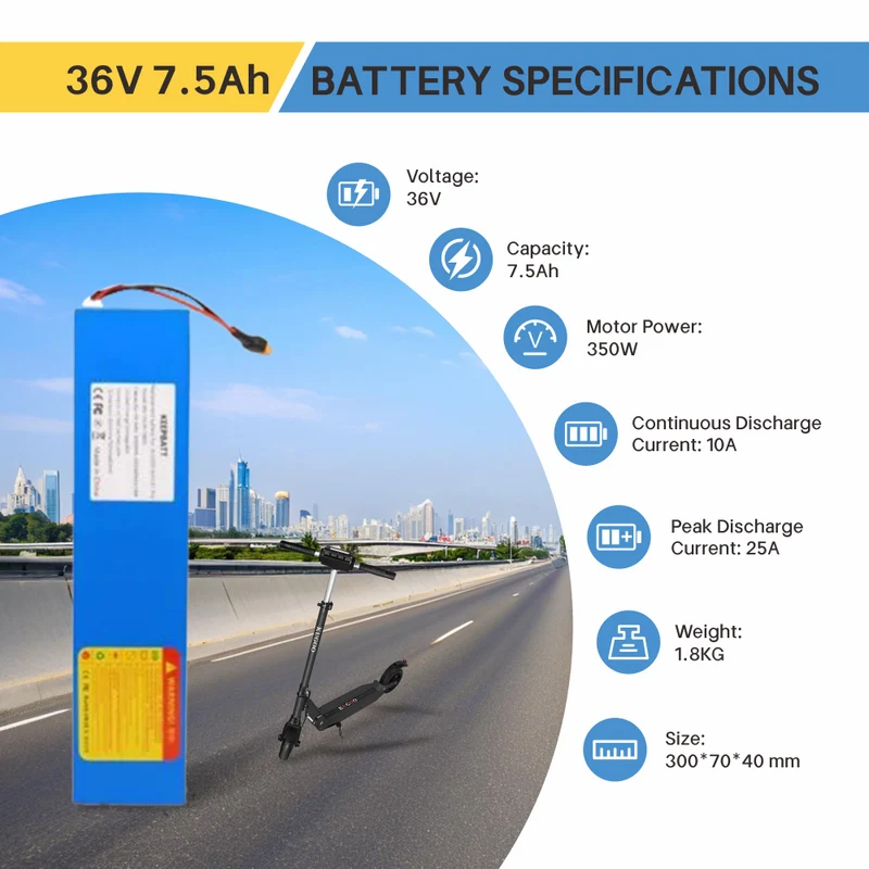 KEEPBATT 36V 7.5Ah Battery Pack for KUGOO KUKIRIN S3 S3 Pro E Scooter