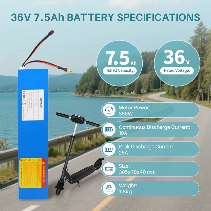 KEEPBATT Rechargeable 36V 7.5Ah Replacement Battery Pack for KUGOO KIRIN M2 S3 E-Scooter