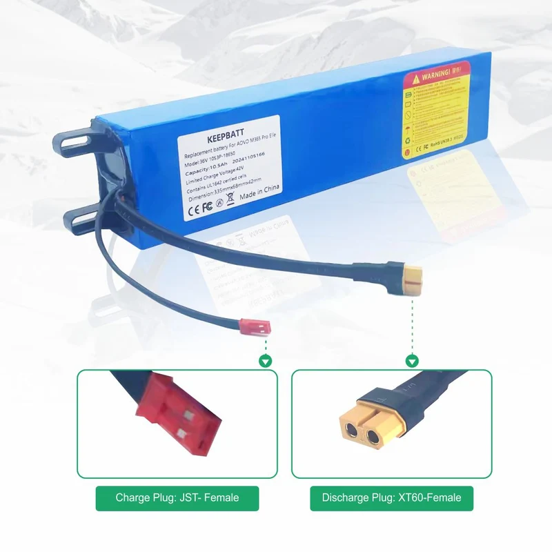KEEPBATT 36V 10.5Ah Replacement Battery For AOVO M365 Pro Elite ES80 E-Scooter