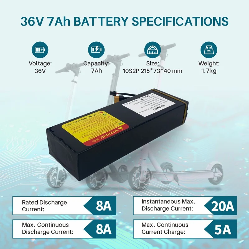 KEEPBATT 36V 7Ah Replacement Battery Pack For Hiboy S2 Lite E Scooter