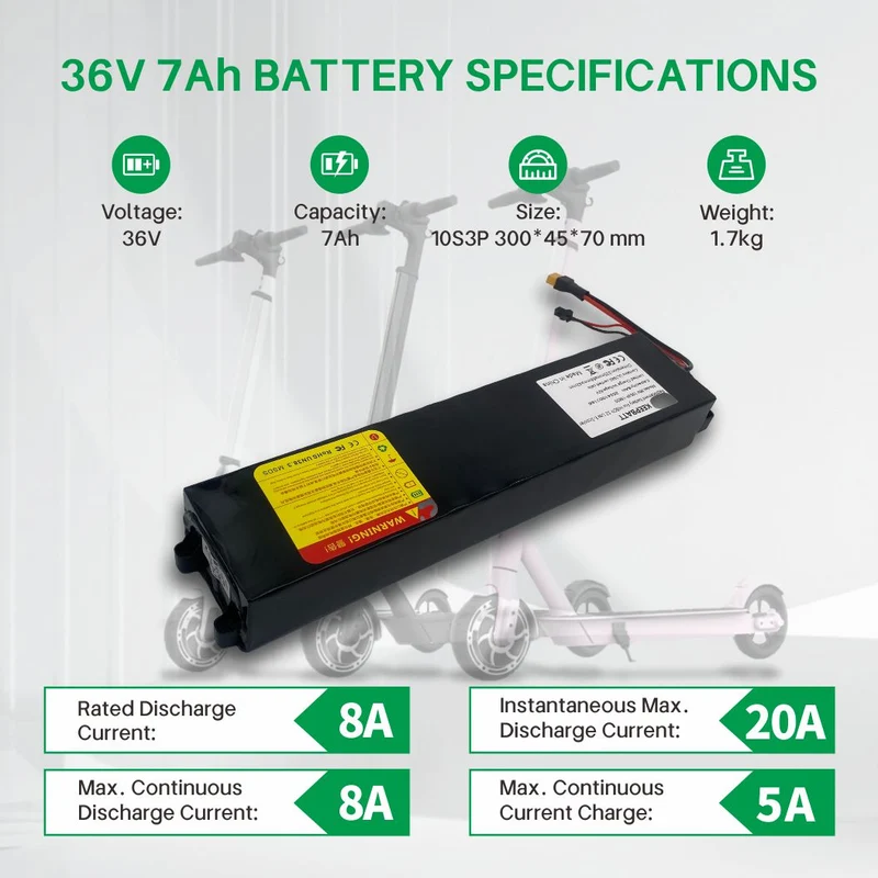 KEEPBATT 36V 7Ah Replacement Battery Pack For Hiboy S2 Lite E Scooter