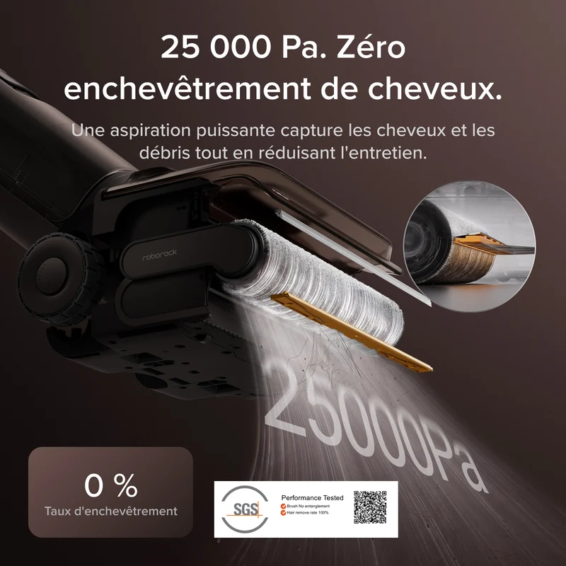 Aspirateur laveur Roborock F25 Pro Turbo avec nettoyage en profondeur HyperScrub en un appui
