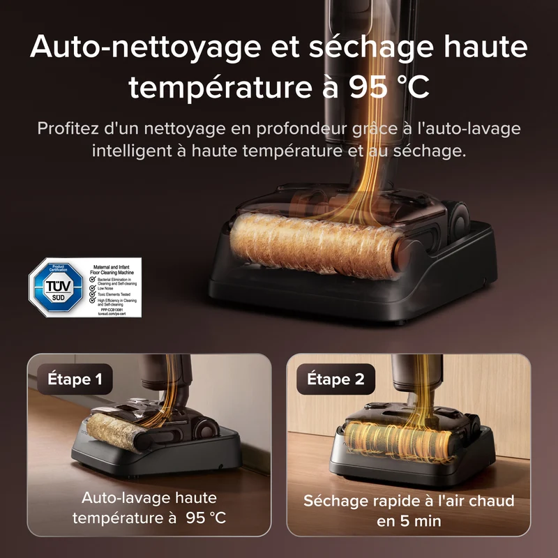 Aspirateur laveur Roborock F25 Pro Turbo avec nettoyage en profondeur HyperScrub en un appui
