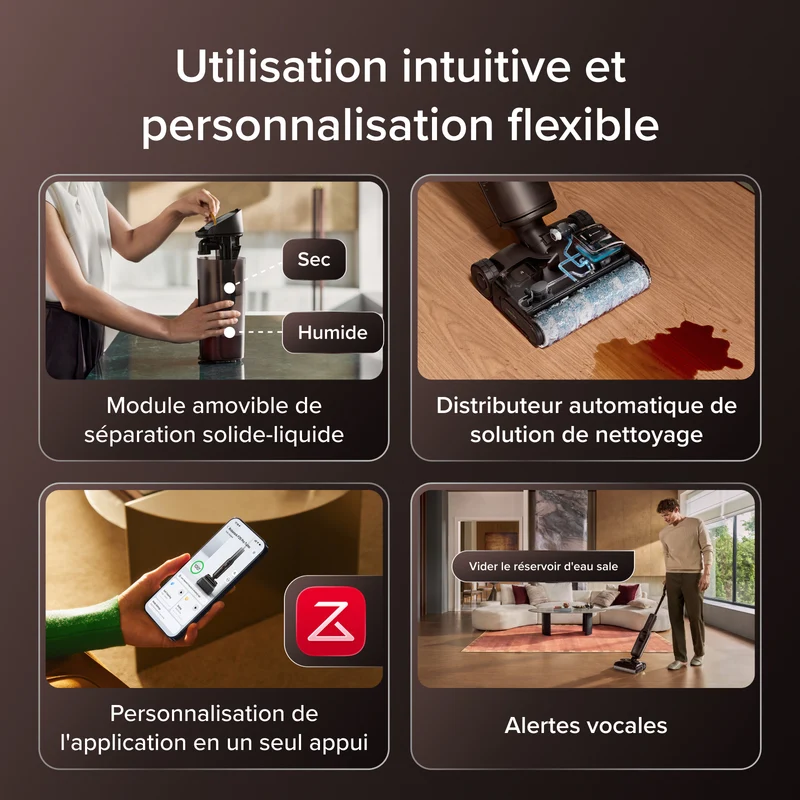 Aspirateur laveur Roborock F25 Pro Turbo avec nettoyage en profondeur HyperScrub en un appui