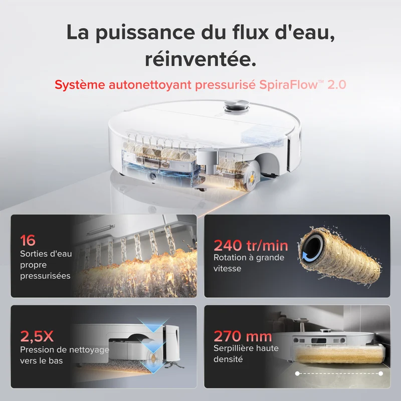 Roborock Saros 20 Flow Complete - Système autonettoyant pressurisé SpiraFlow™ 2.0