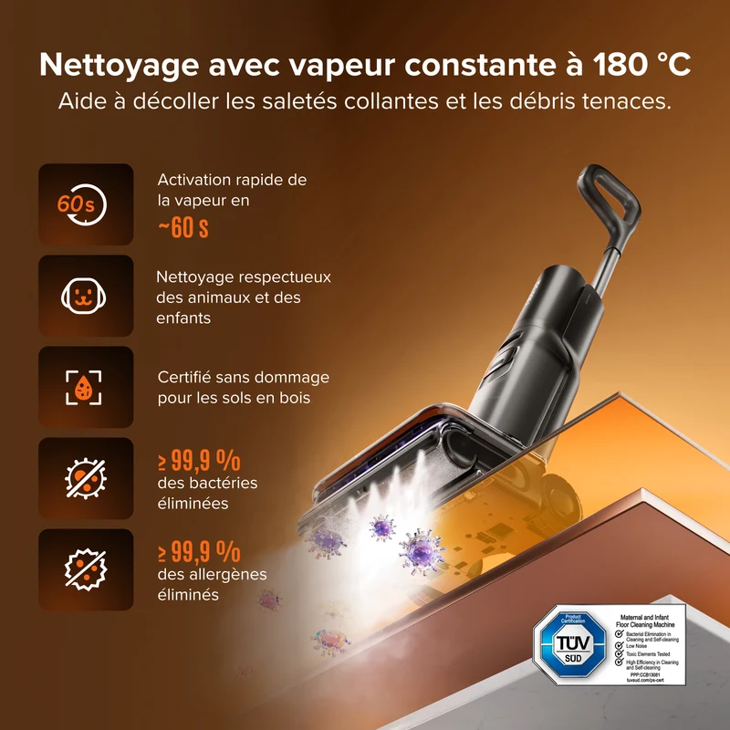 Aspirateur laveur Roborock F25 Steam Set avec vapeur et auto-nettoyage haute température
