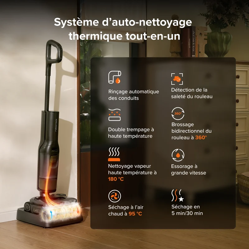 Aspirateur laveur Roborock F25 Steam Set avec vapeur et auto-nettoyage haute température