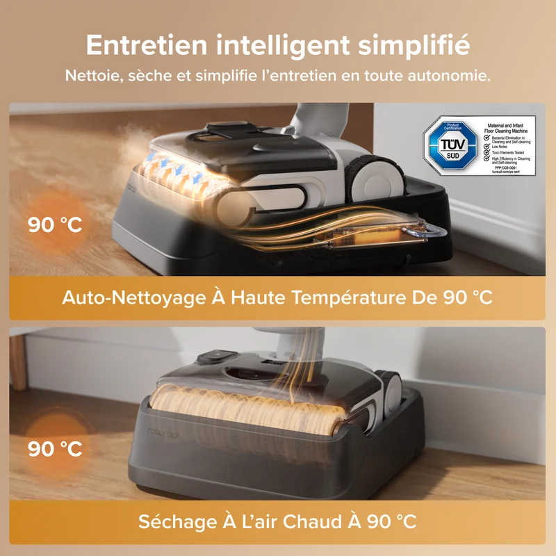 Aspirateur laveur intelligent Roborock F25 GT Gen 2 avec nettoyage anti-enchevêtrement