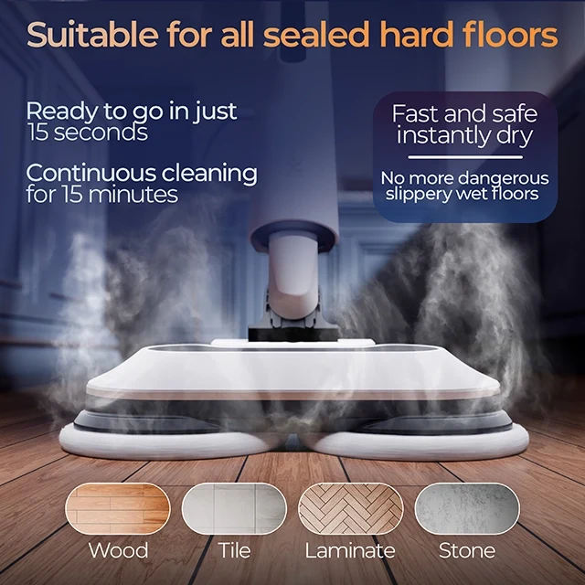 Avalla T-30 Automatic Steam Mop & Floor Scrubber with Dual Rotating Mop Pads - for Hard Floors