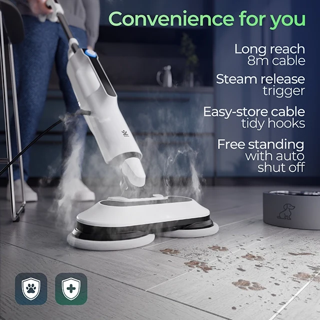 Avalla T-30 Automatic Steam Mop & Floor Scrubber with Dual Rotating Mop Pads - for Hard Floors