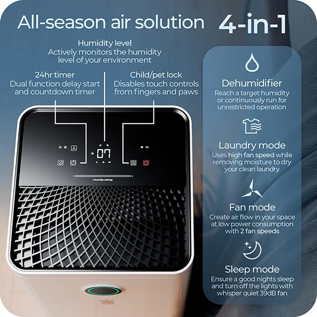 (New) Avalla X-95 smart small low energy dehumidifier - 10l