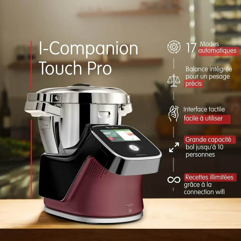 Moulinex Robot cuiseur i-Companion Touch Pro Noir (HF93D810)