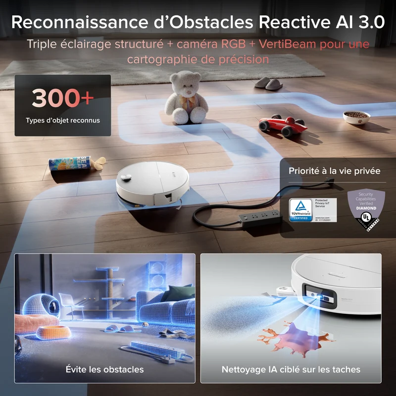 Roborock Saros 20 Sonic Aspirateur robot avec la toute nouvelle station RockDock®