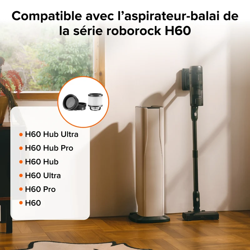 Filtre lavable d’origine Roborock pour aspirateurs balais de la série H60 et H60 Hub