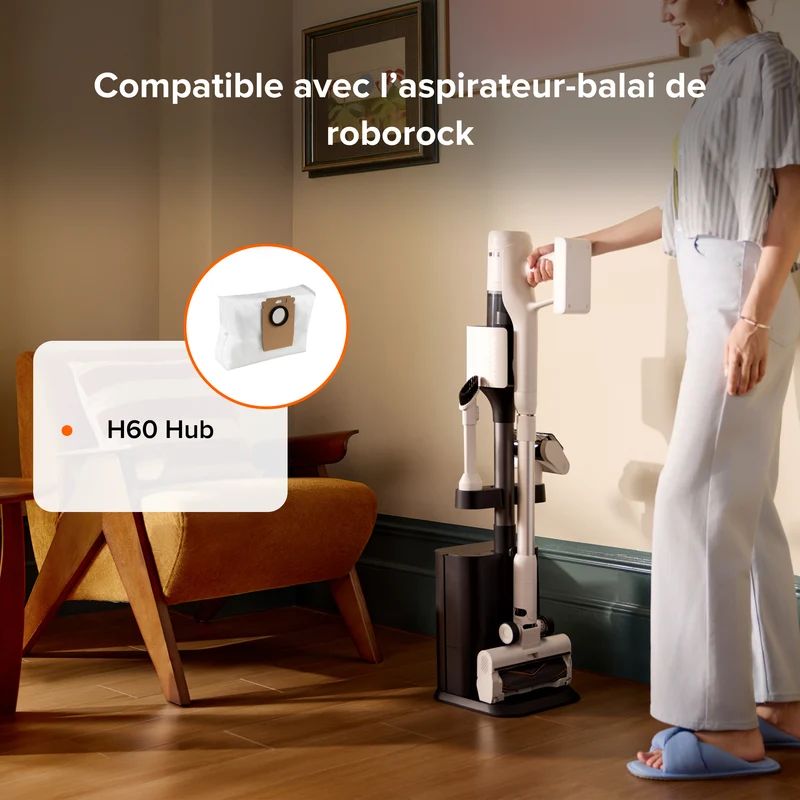 Sacs à poussière Roborock (12 pièces) pour H60 Hub, 2 L