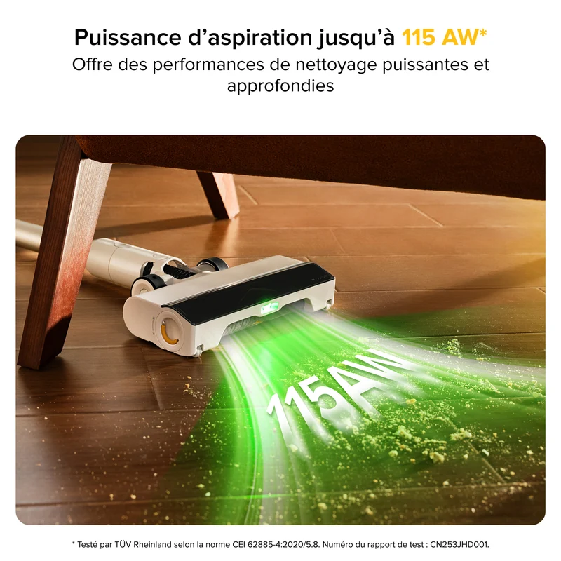 Roborock H60 Aspirateur sans fil 2-en-1 avec détection de puissance