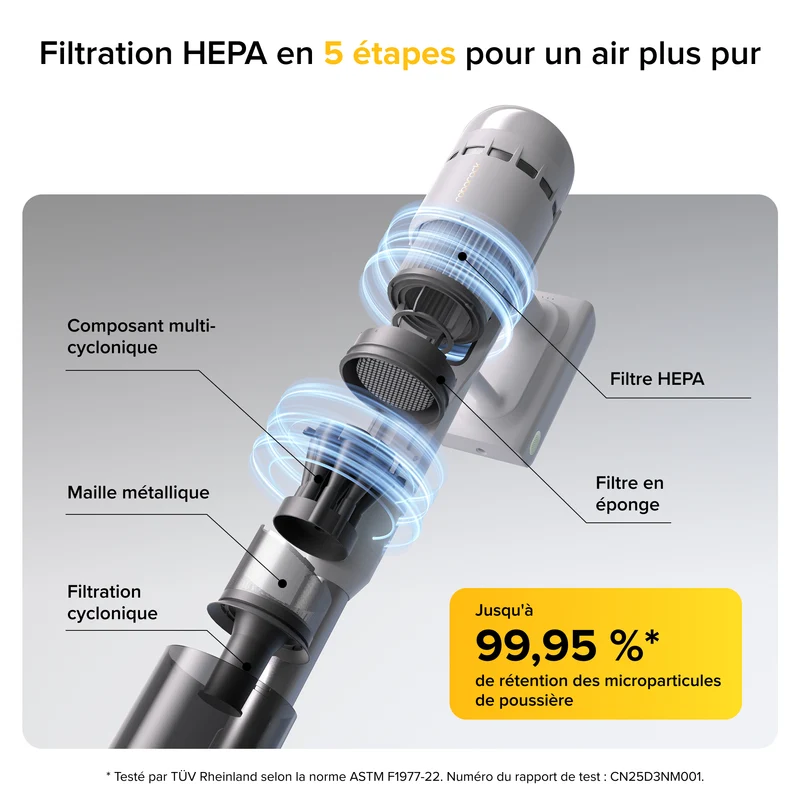 Roborock H60 Aspirateur sans fil 2-en-1 avec détection de puissance