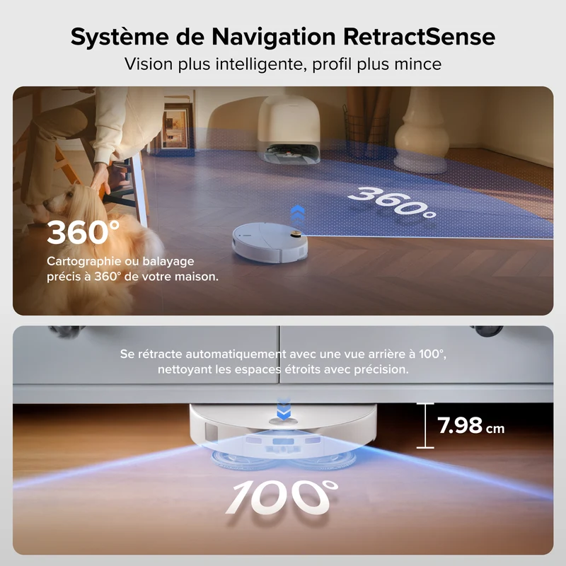 Roborock Qrevo Curv 2 Pro robot aspirateur laveur ultrafin 7,98 cm avec puissante de 25 000 Pa