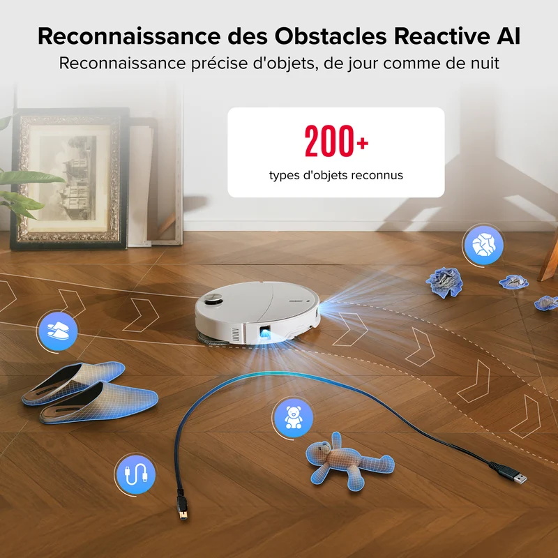 Roborock Qrevo Curv 2 Pro robot aspirateur laveur ultrafin 7,98 cm avec puissante de 25 000 Pa