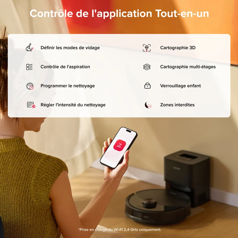 Roborock Q10 S5+ Set robot aspirateur laveur de VibraRise 2.0 avec avec station de vidage automatique