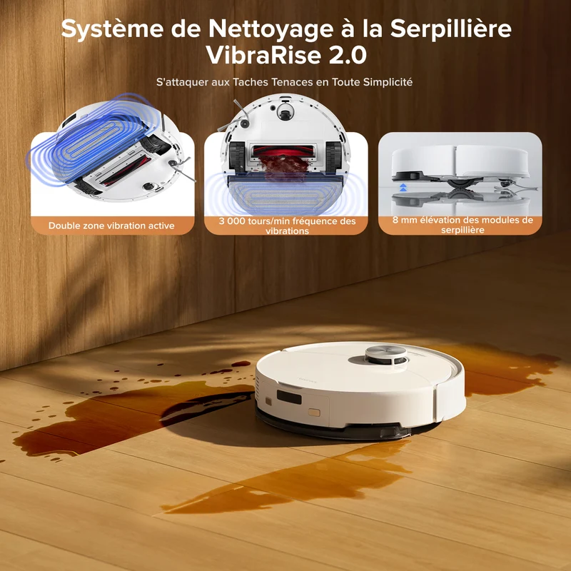 Roborock Q10 S5+ Set robot aspirateur laveur de VibraRise 2.0 avec avec station de vidage automatique