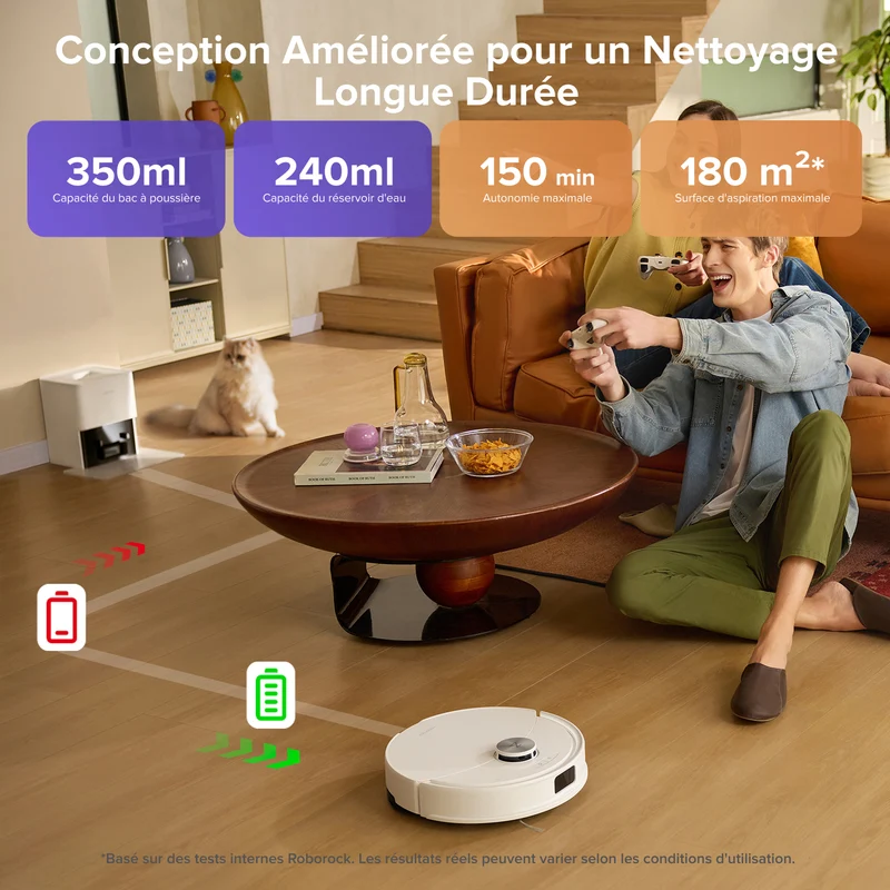 Roborock Q10 S5+ Set robot aspirateur laveur de VibraRise 2.0 avec avec station de vidage automatique