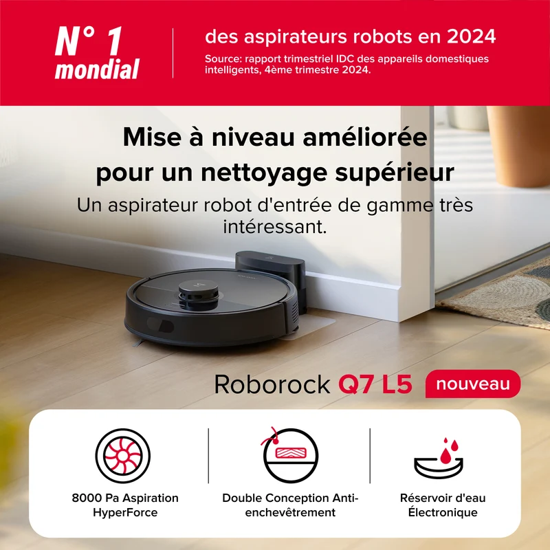 Roborock Q7 L5 robot aspirateur avec aspiration de 8 000 Pa