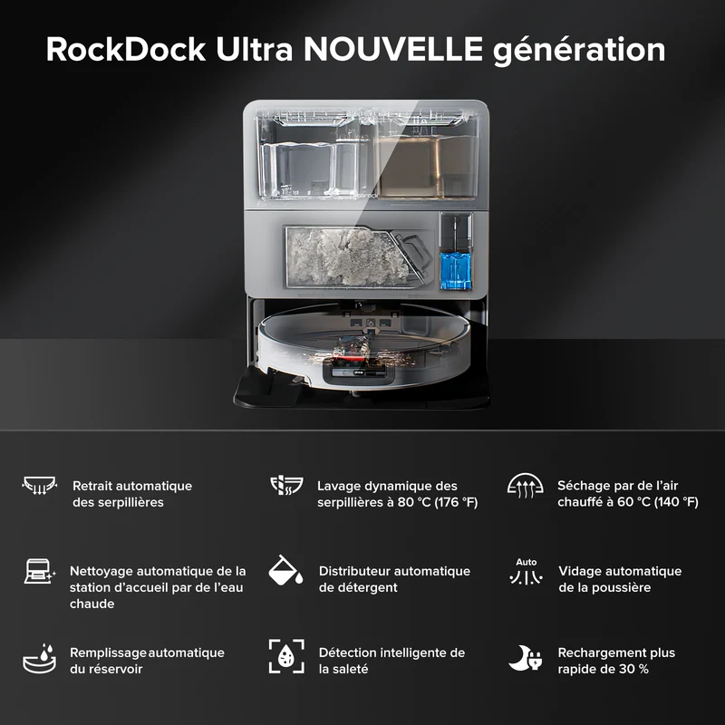 Roborock Saros 10 ( S8 MaxV Ultra amélioré ) robot aspirateur laveur avec station d’accueil multifonctionnelle RockDock® Ultra