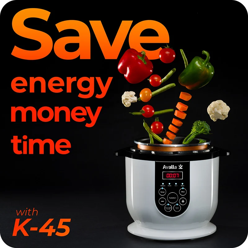 Avalla K-45 all-in-one 2.5L pressure cooker, steamer & food warmer