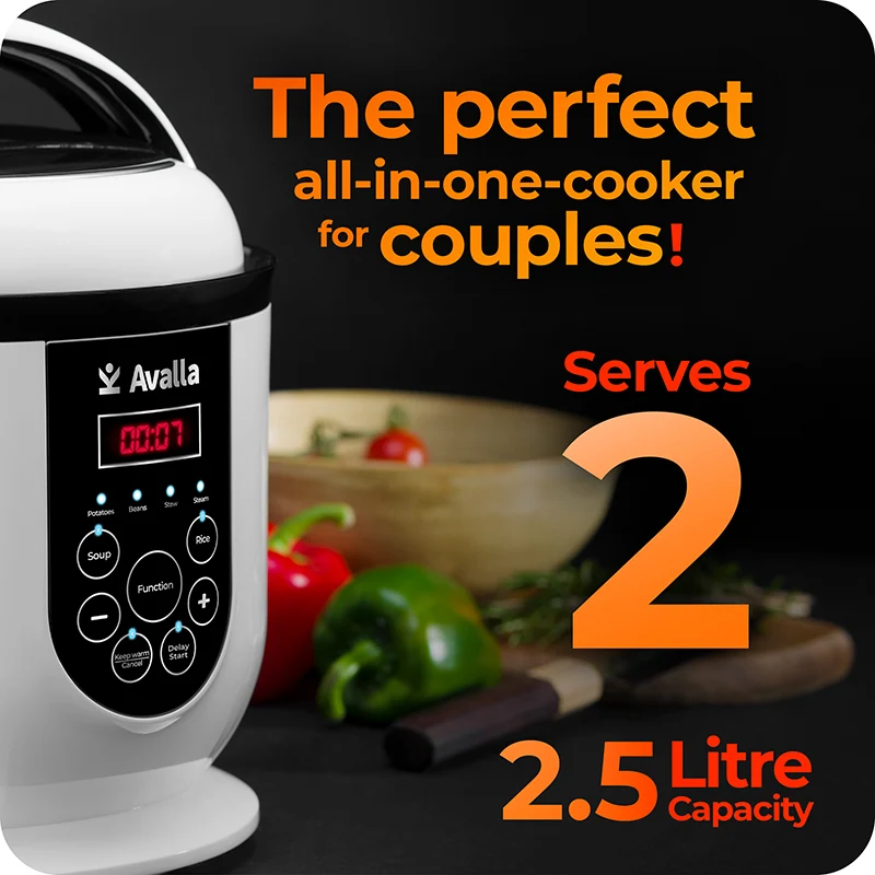 Avalla K-45 all-in-one 2.5L pressure cooker, steamer & food warmer