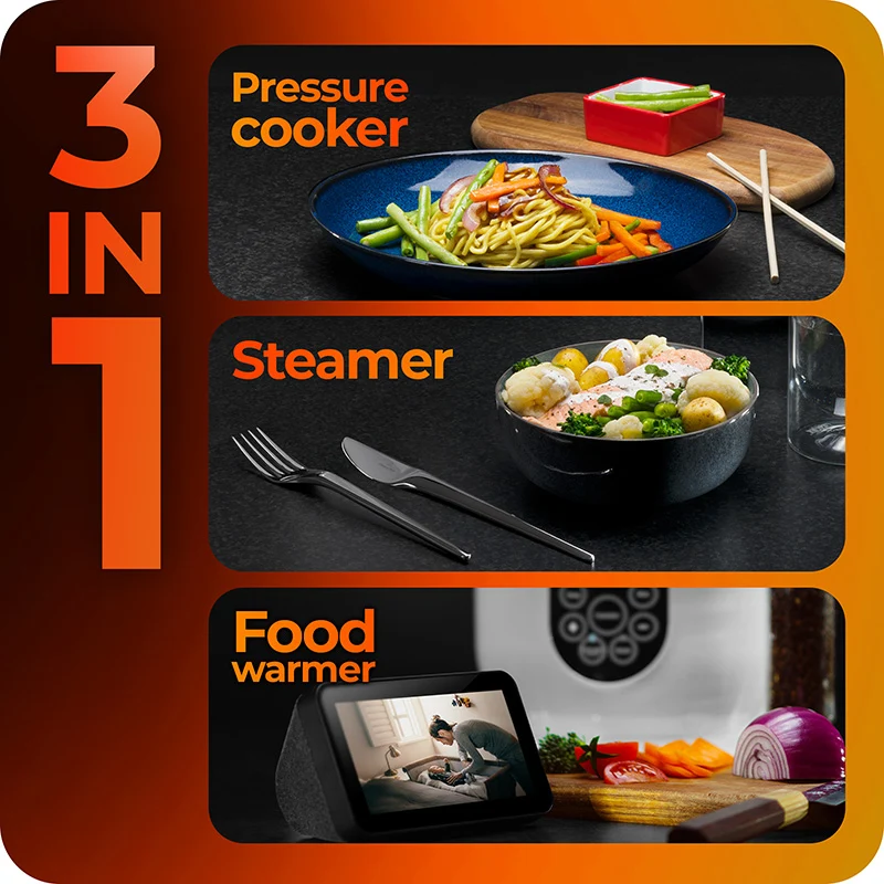 Avalla K-45 all-in-one 2.5L pressure cooker, steamer & food warmer