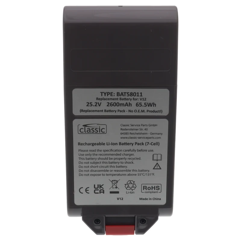 Batteria 25.2V 2600mAh per scopa aspirapolvere Dyson V12 SV20 SV26 SV30